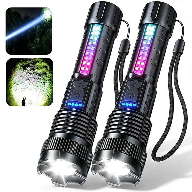 Outdoor Camping Glamping Share - 2 Stück/Set Hochleistungs-LED-Taschenlampe Starklicht Taktische Taschenlampe