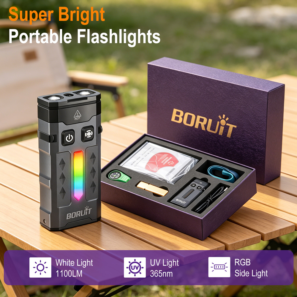 Outdoor Camping Glamping Share - BORUiT EV20 EDC Taschenlampe 1100LM 365nm