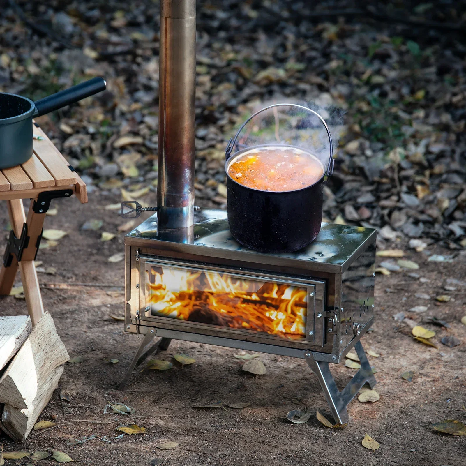Outdoor Camping Wood Burning Stove - CHANGE MOORE Outdoor Tragbarer zusammenklappbarer Sekundärverbrennung