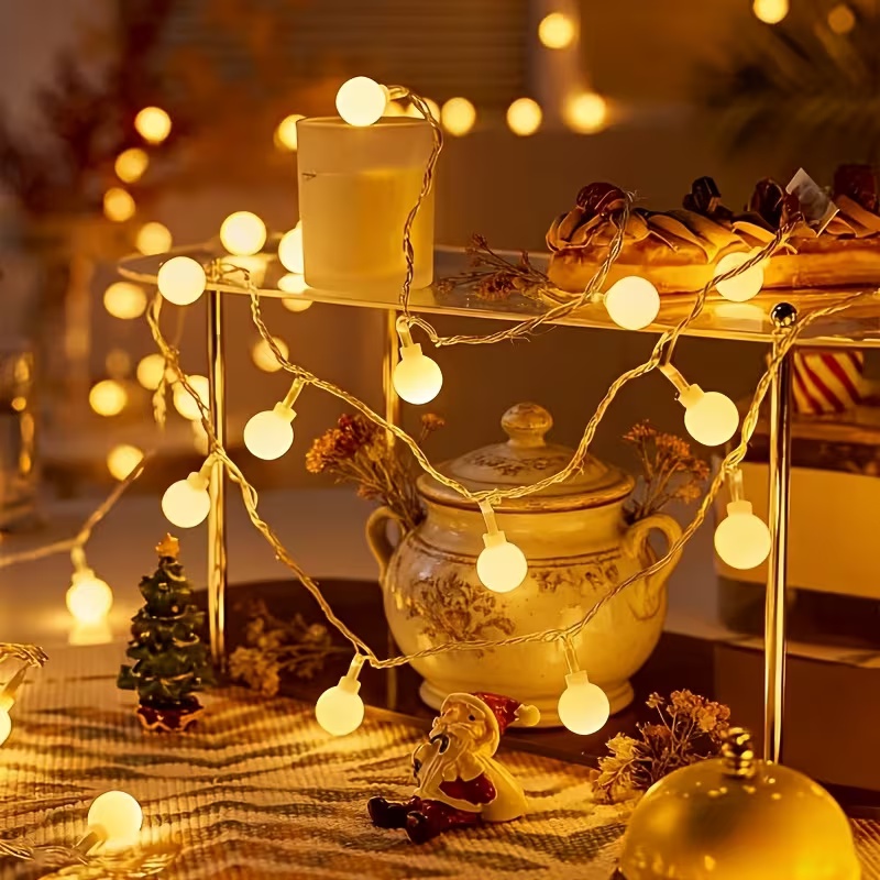 Outdoor Camping Lights String - 10M USB/Batteriebetriebene Kugel-LED-Lichterkette, Girlande für Außenbereich,