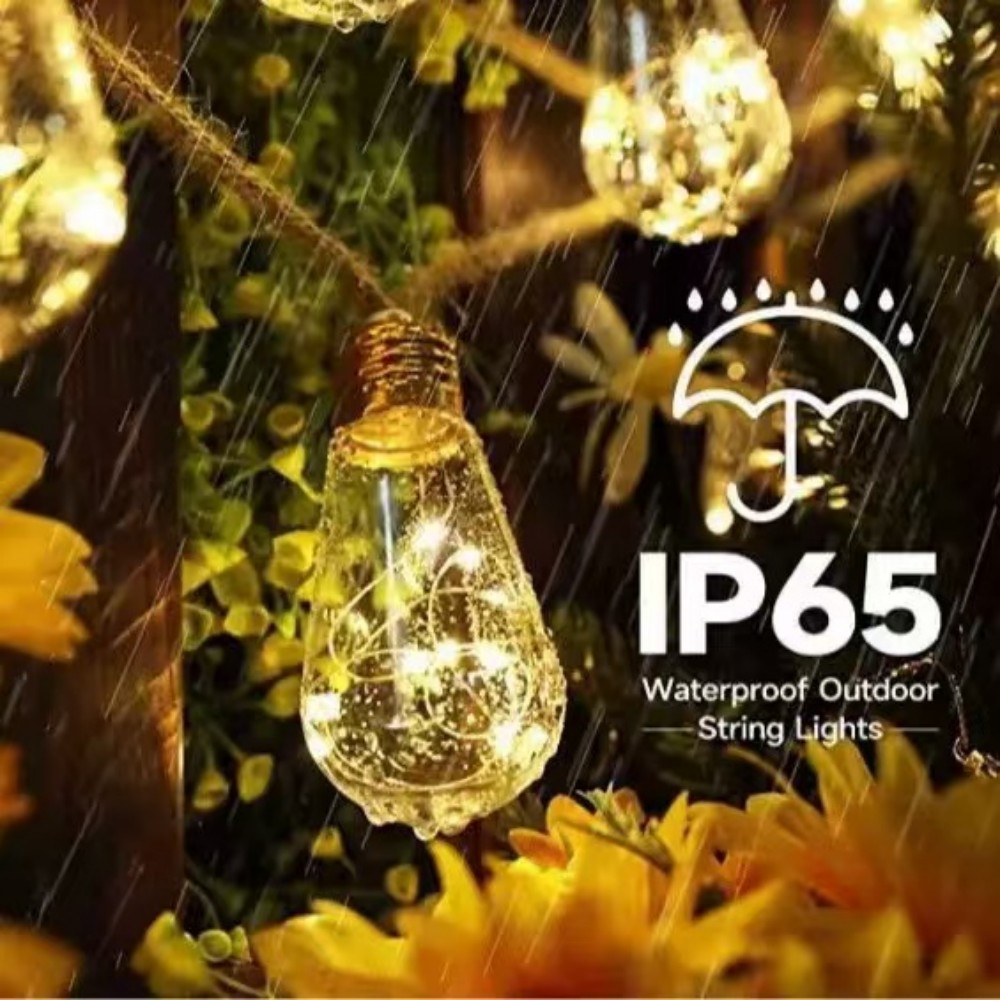 Outdoor Camping Lights String - 1 Stück 5M10LED Solar Hanfseil-Papaya-Licht mit