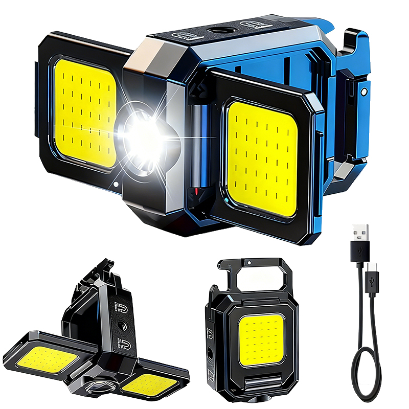 Outdoor Camping Lamp - Mini-Taschenlampe, Schlüsselanhänger-Licht, COB-Arbeitsleuchte, wiederaufladbare USB-Lampe mit