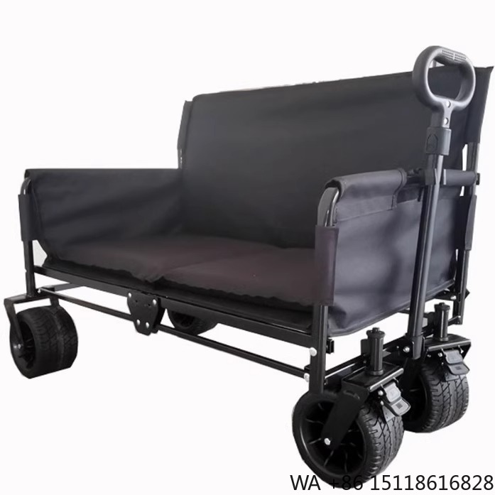 Camp Table Folding - JXFT Multifunktionaler Vierrad-Metall-Outdoor-Klappwagen Liegestuhl-Wagen für Camping