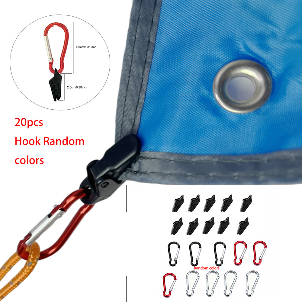 Outdoor Camping Awning - 20-teiliges Winddichtes Clip-Set Zeltclips Wasserdichte Planenbefestigung