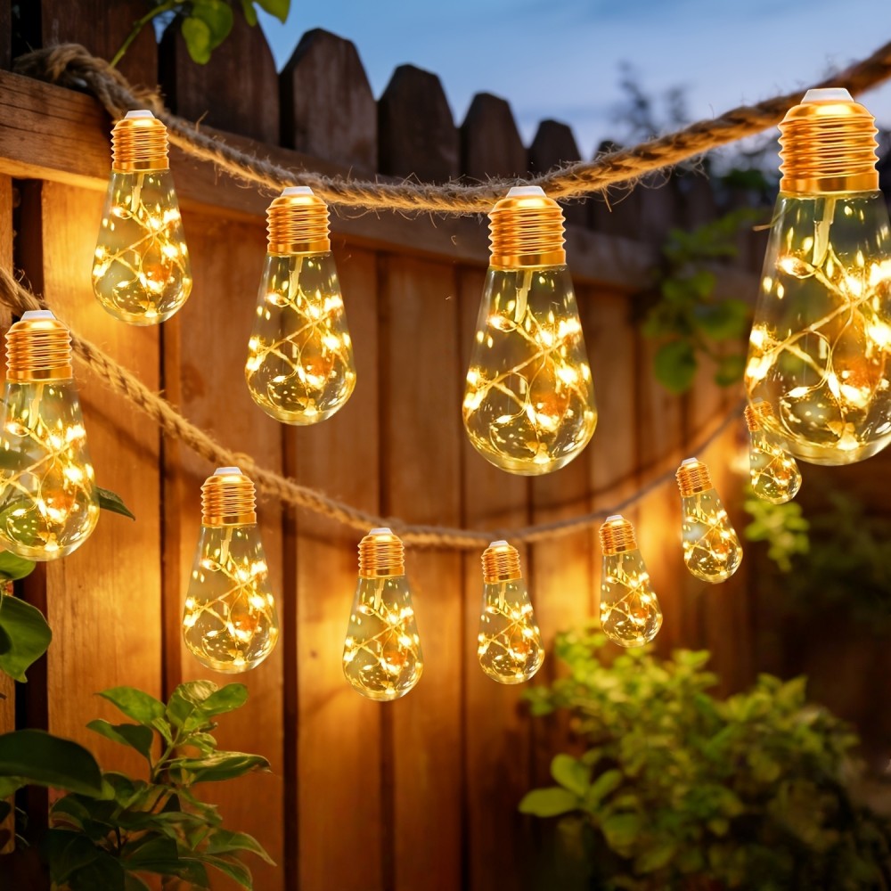 Outdoor Camping Lights String - 10/20 LED Solar-Lichterkette für den Außenbereich,