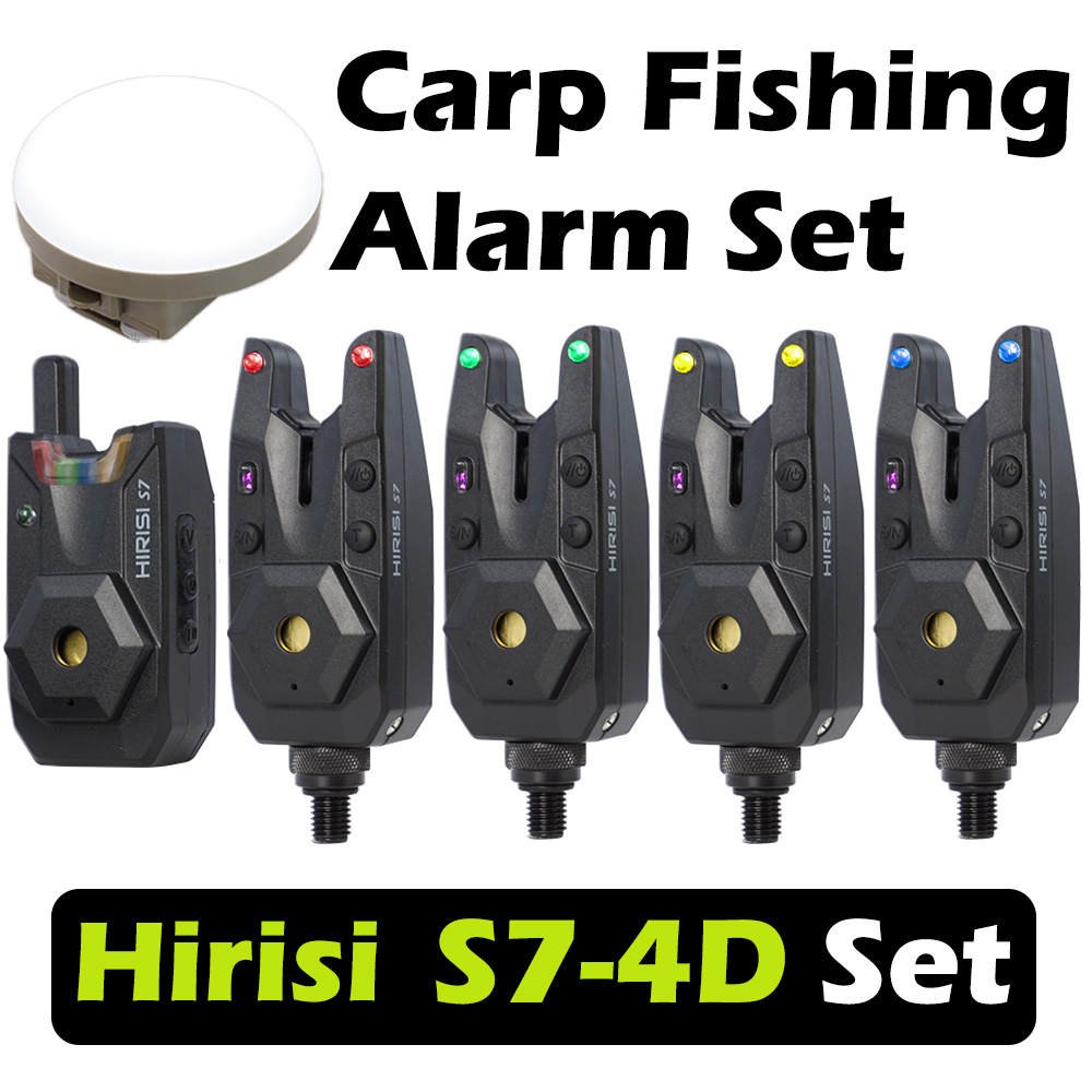 Outdoor Camping Glamping Share - Hirisi S7-4D Kabelloses Karpfenangel-Bissalarm-Set Wasserdichter Bissanzeiger