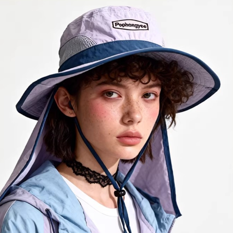 Modische Bucket Hats mit Kontr – Camping Outdoor Quick Drying Sun Neck Protection Cap Hat Bewertung und Preis