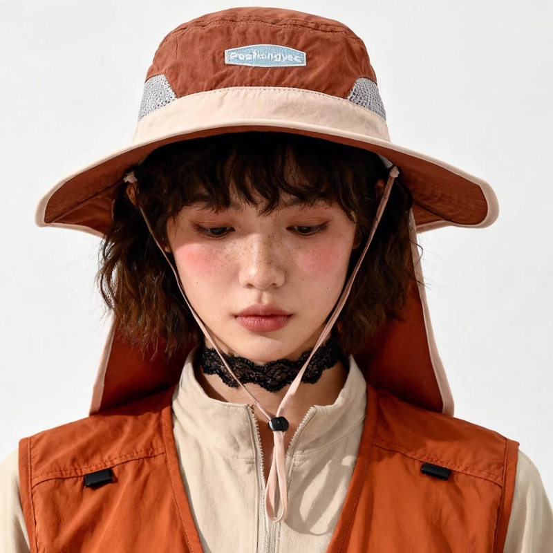 Modische Bucket Hats mit Kontr – Camping Outdoor Quick Drying Sun Neck Protection Cap Hat Bewertung und Preis