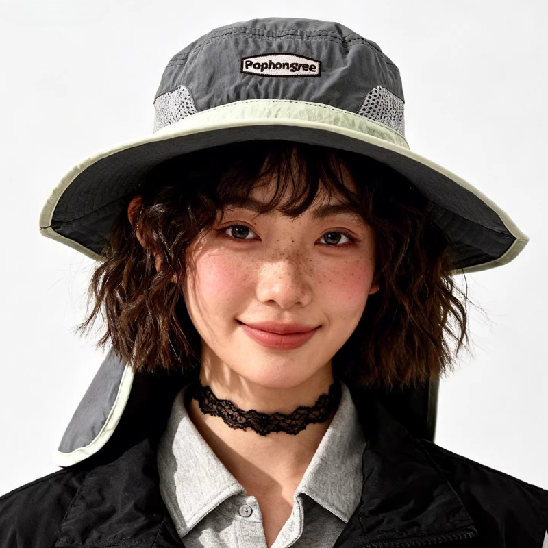 Modische Bucket Hats mit Kontr – Camping Outdoor Quick Drying Sun Neck Protection Cap Hat Bewertung und Preis
