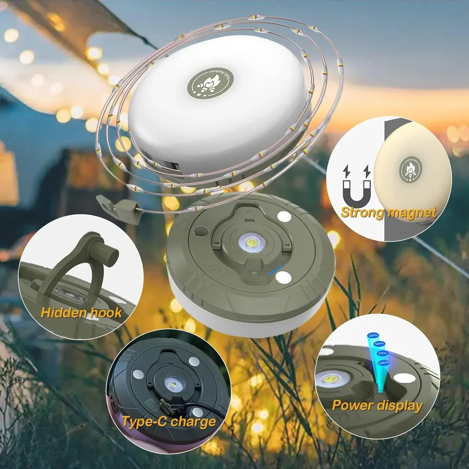 4-in-1 Camping Licht LED Reel  – Outdoor Camping Lights String Bewertung und Preis